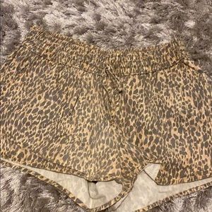 Cheetah print, elastic waistband shorts.